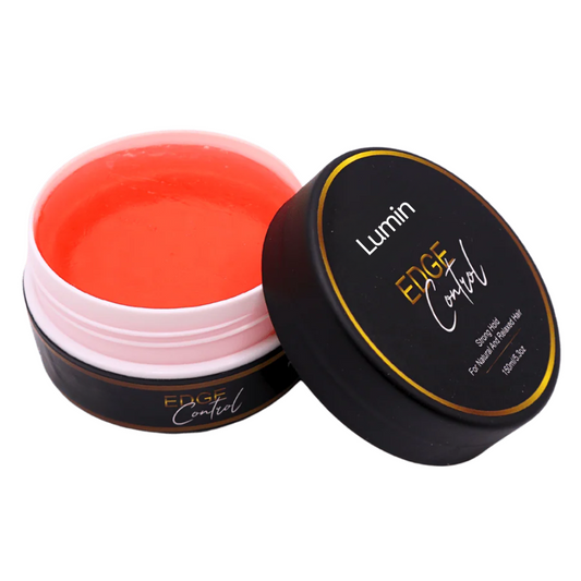 Lumin makeup product with open container showing pink cream on a white background